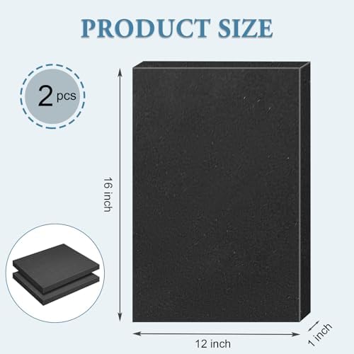 Black Polyurethane Foam Inserts for Cases, 2 Pcs 16 x 12 x 1 Inch, Cuttable Packing Padding for Tool Box, Camera, Crafts and Storage - Image 2