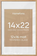 Homeforia 14x22 Natural Oak Picture Frame, High-End Wood, 12x16 Mat, Glass by Homeforia