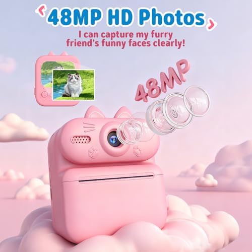 Kids Camera Instant Print: Gleeglee 1080P Camera for Kids, Pink Cat - Image 5