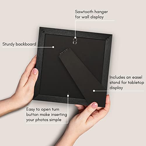 Americanflat 8x8 Picture Frame - Matted to 4x4 - Engineered Wood - Black - Image 5