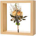 M METERXITY 1-Pack Dried Flower Frame, 6 x 6 Inch Double Acrylic Wooden Dried Flower Photo Floating Frame for Tabletop/DIY/Handicrafts [Wood Color] by MMETERXITY