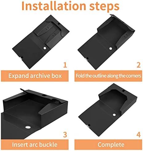 HUA JIE 8 Pack A4 Storage File Boxes Plastic Archives Cases with Lid,Black - Image 5