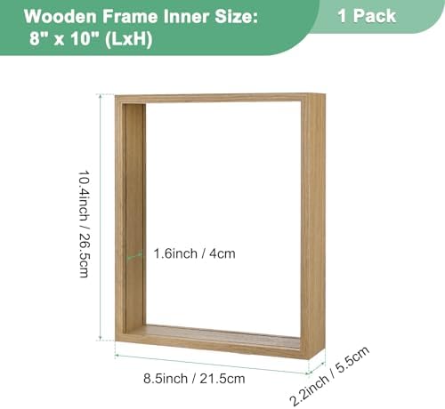 M METERXITY 1-Pack Dried Flower Frame, 8 x 10 Inch Double Acrylic Wooden Dried Flower Photo Floating Frame for Tabletop/DIY/Handicrafts [Wood Color] - Image 3