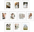 upsimples 8x10 Picture Frame Set of 10, Display Pictures 5x7 with Mat or 8x10 Without, Multi Photo Frames Collage for Wall or Tabletop Display, White by upsimples