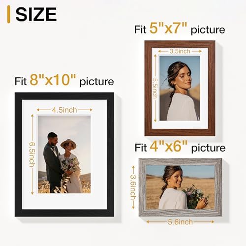 Vittanly 10 Pack Gallery Wall Frame Set, Black, Walnut Brown, Dark Grey - Image 3