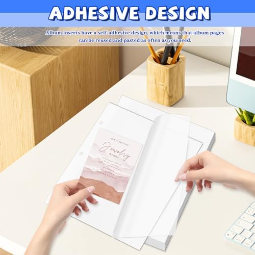 VOKOY 25 Sheets/50 Pages Photo Album Pages for 3 Ring Binder, Self Adhesive Scrapbooking Album Refill Pages Replacement Photo Album Sheets for 2x3 4x6 5x7 8x10 Photo or Cards, 11 x 9 Inch - Image 7