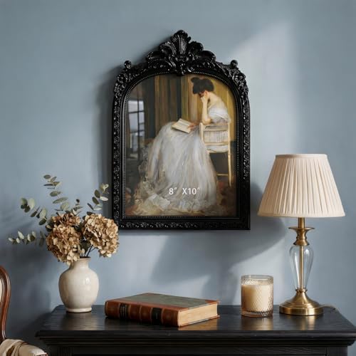 Cuspin 8x10 Black Picture Frame Vintage Ornate Arched Gothic Photo Frame - Image 2