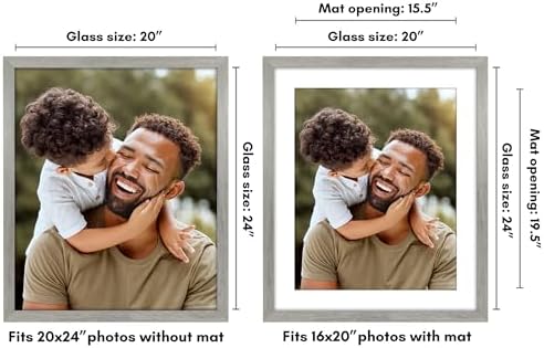 Americanflat 20x24 Poster Frame - Matted to 16x20 - Grey Wood - Image 2