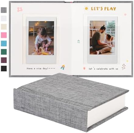 Instax Mini Photo Album with Writing Space, Linen Cover, Grey by Unknown