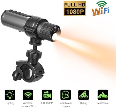 TnoxHD Mini Motorcycle Helmet Camera 2-in-1 LED Flashlight Camera HD Handheld Small Wireless Cameras for Bike, No WiFi Recording, WiFi Bicycle Cam for Indoor Outdoor Sports Camping Cycling (Gray) - Image 6