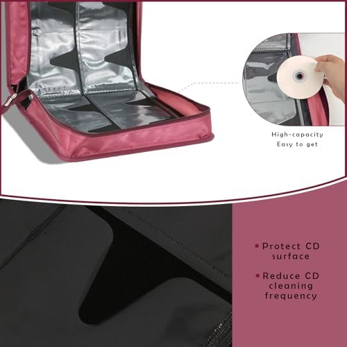 DVD Case CD Storage,256 Capacity CD Cases Holder DVD Storage Case Holders CD DVD Disc Case Storage Wallet Binder for Car Home Office Travel (256 Red) - Image 4