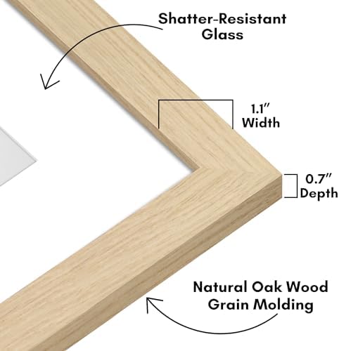 Americanflat 8x8 Picture Frame - Matted to 4x4 - Natural Oak - Image 3