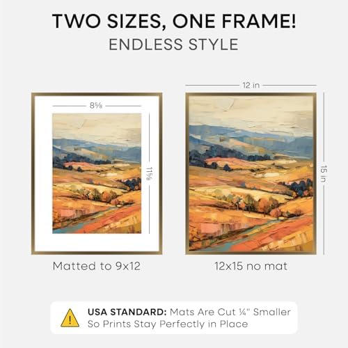 Homeforia 12x15 Bronze Picture Frame, High-End Metal, 9x12 Mat, Glass - Image 2