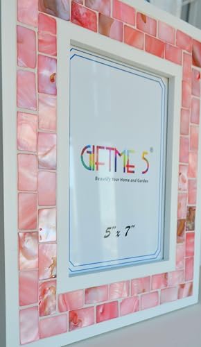 Wedding Picture Frame 5x7 Pink Mother of Pearl Glass - Image 4