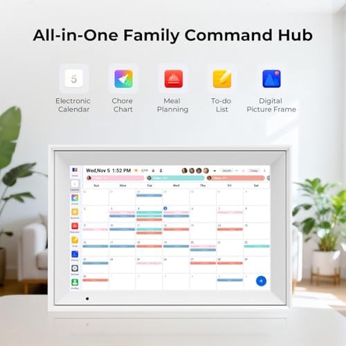 Digital Picture Frame, 10.1 Inch Digital Calendar with 1280 * 800 HD IPS Touch Screen, Smart Photo Frame Built-in 32GB Memory, Auto-Rotate Easy Setup to Share Photos or Videos via AiMOR APP (White) - Image 3