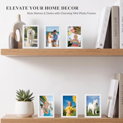 2x3 Mini Picture Frame Set of 6, FSC MDF Wood Small Photo Frame with Real Glass Front, Tiny Tabletop Display or Wall Decor for Wallet Size Photos, Mini Instant Prints & Small Photos, White - Image 7