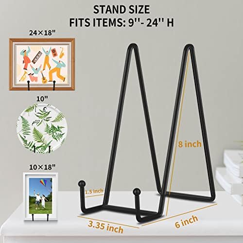 Decolore 8 Inch 3 Pack Black Metal Plate Holder Display Stands for Picture, Decorative Plate, Book, Photo Easel, Artistic Work - Image 2