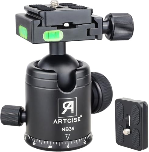 ARTCISE Tripod Ball Head Camera Tripod Ball Head Mount 36mm Diameter Ball ARTCISE All Metal CNC Professional Aluminium 360 Rotating Panoramic Ball Head Max Loading 33lbs by ARTCISE