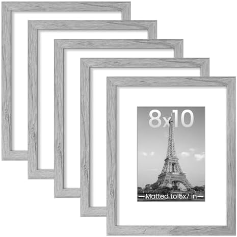 upsimples 8x10 Picture Frames, Gallery Wall Frames Set of 5, Gray by upsimples