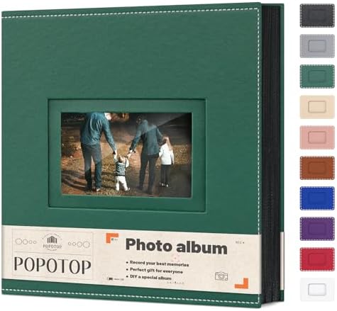 Popotop 4x6 Photo Album Holds 500 Pictures, Vegan Leather Hardcover by Popotop