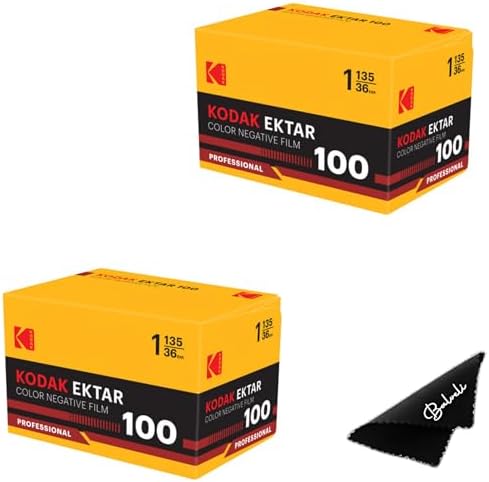 Kodak Ektar 100 35mm Film 2-Pack – ISO 100, 36 Exposure Color Film for 35mm Film Camera – Includes Balveli Premium Microfiber Cloth by Unknown