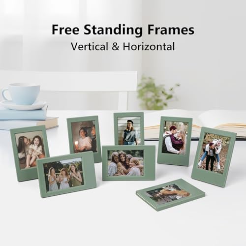 8 Pack 2x3 Mini Photo Frames for for Fuji Instax Mini 3 inch Picture/Polaroid 3-Inch Films - for Desktop Display Small Wallet Size Picture frame with Clear Protective Covers - Green - Image 6