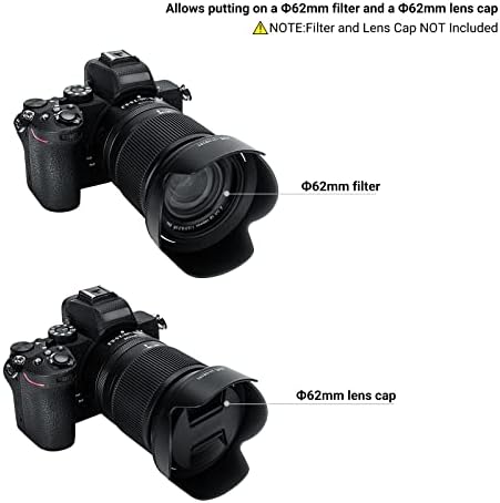 Lens Hood for NIKKOR Z DX 18-140mm F3.5-6.3 VR Lens, Reversible Lens Shade Replace Nikon HB-101 Lens Hood, Compatible with 62mm Filters and 62mm Lens Cap - Image 2