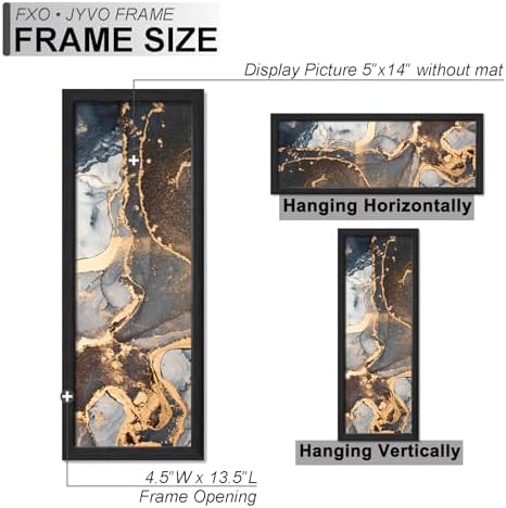 Fxojyvo 5x14 Picture Frame Set of 4 Black Engineered Wood Wall Hanging - Image 4