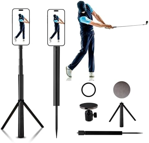 Golf Tripod & Monopod, Magnetic Golf Swing Phone Holder by 2thpart