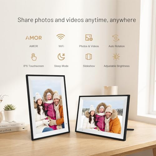 AEEZO Digital Picture Frame, 10.1 Inch Digital Photo Frame with 1280 * 800 HD IPS Touch Screen, Smart Digital Frame Built-in 32GB Memory, Auto-Rotate Easy Setup via AiMOR APP(Black) - Image 2