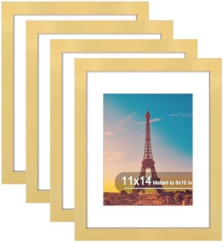 11x14 Picture Frame Set of 4 with Real Glass, Wall Mount by SZYUU