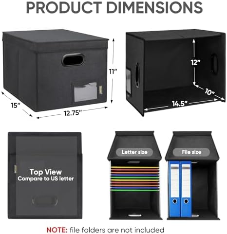 BALEINE File Organizer Box with Lid, Collapsible Hanging File Storage Box - Image 3