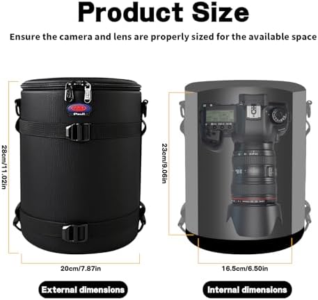 Camera Lens Case,Fits 6.50" x 9.06" DSLR Lens,Protective Carry Pouch - Image 2