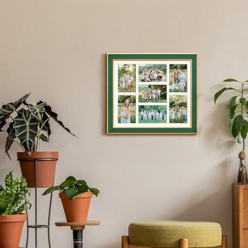 Suede 13.5x15.5 Picture Frame Display 7 Opening 4x6 Picture Frames Collage Wall Decor with Mat,Multi Photo Frame for Plexiglass,Wall Decor,1Pack,Green - Image 6