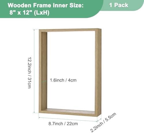 M METERXITY 1-Pack Dried Flower Frame, 8 x 12 Inch Double Acrylic Wooden Dried Flower Photo Floating Frame for Tabletop/DIY/Handicrafts [Wood Color] - Image 3