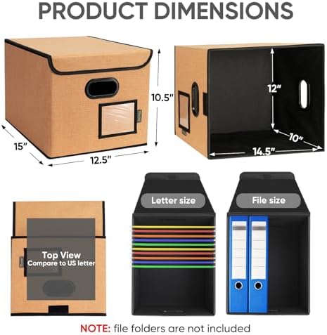 BALEINE File Organizer Box with Lid, Collapsible Hanging File Storage Box - Image 2