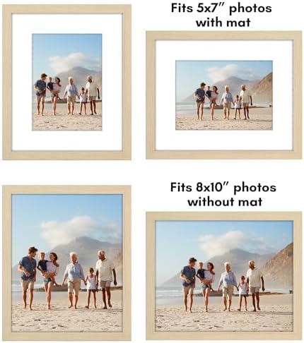 Americanflat 8x10 Picture Frame 5-Pack - Matted to 5x7 - Natural Oak - Image 4