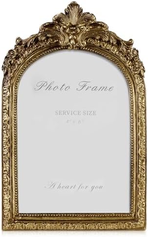 Cuspin 4x6 Vintage Arched Picture Frame Gold Ornate Resin Photo Frame by Cuspin