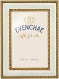 2x3 Mini Picture Frame: White Enamel + Gold Rope Trim by Evenchae