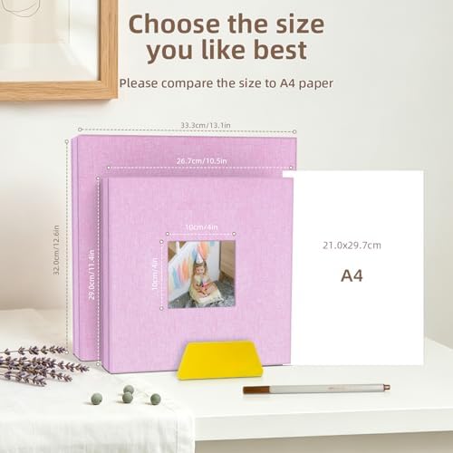 Popotop Photo Album Self Adhesive with Picture Display Window,40 Pages DIY Scrapbooking Supplies Kit for 4x6 8x10 Picture,Linen Cover Memory Book for Baby Wedding, with Scraper and Metallic Pen - Image 6