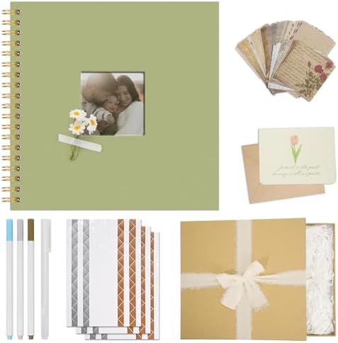 Vienrose Scrapbook Album Gift Set, 10x10 Inch, 40 White Pages, Light Green by Vienrose