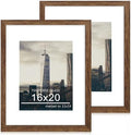 16x20 Poster Frame Set of 2, 16 x 20 Wood Picture Frames with Mat for 11x14, Wooden Photo Frame with Tempered Glass Cover for Wall Mounting Display, Rustic Brown by CCDCC