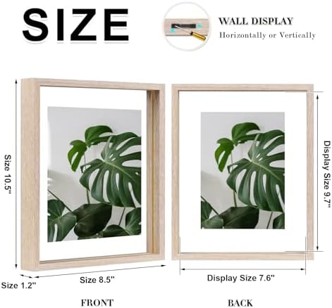 Egofine 8x10 Floating Frames Set of 2, Double Plexiglass Picture Frame, Made of Solid Wood Display Any Size Photo up to 8x10, Wall Mount or Tabletop Standing, Rose Pink - Image 3