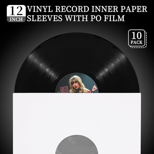 12 Inches Vinyl Record Inner Paper Sleeves with PO Film, 10pcs (Square) - Image 5