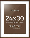 Homeforia 24x30 Mortise&Tenon Walnut Picture Frame, 18x24 Mat, Glass by Homeforia