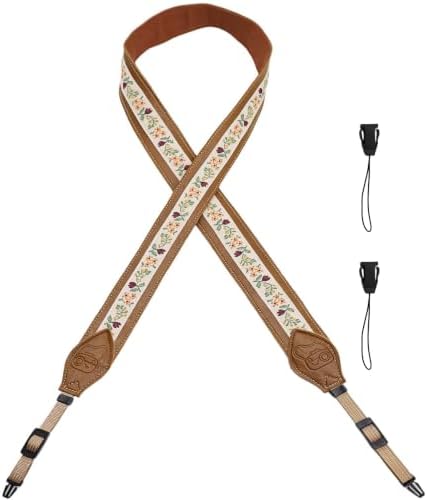 Leather Camera Strap, Quick Release Camera Neck Strap for All Cameras, Retro Jacquard Camera Straps for Photographers - Image 2