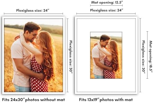 Americanflat 24x30 Poster Frame - Matted to 13x19 - Slim Molding - White - Image 2