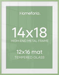 Homeforia 14x18 Green Picture Frame, High-End Metal, 12x16 Mat, Glass by Homeforia
