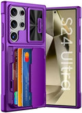 GooseBox for Galaxy S24 Ultra Wallet Case with【RFID Blocking】 Card Holder & Camera Cover & Kickstand, Full Body Shockproof Wallet Case for S24 Ultra 6.8Inch 2024 for Women Men-Purple(Upgraded) by GooseBox