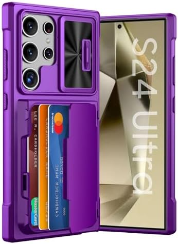 GooseBox for Galaxy S24 Ultra Wallet Case with【RFID Blocking】 Card Holder & Camera Cover & Kickstand, Full Body Shockproof Wallet Case for S24 Ultra 6.8Inch 2024 for Women Men-Purple(Upgraded) by GooseBox